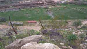 Looking toward the confluence, notice the red-roofed dairy barn and former agricultural fields.